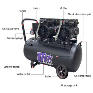 Compresor de <span class=keywords><strong>Aire</strong></span> Portátil de 50L, 1500W, Sin Aceite, Silencioso, 0.7MPa, 120L/min, Compresor de <span class=keywords><strong>Aire</strong></span> de Doble Cilindro para Calefacción por Suelo y Pintura - Product Image 4