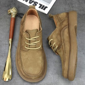 Chaussures pour hommes 2026 confortables à bout large, respirantes, rétro, décontractées, à lacets, semelle souple, polyvalentes, tendance, en cuir véritable - Product Image 1