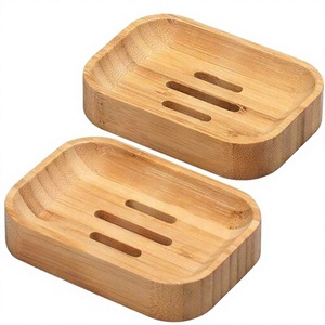 Porte-savon rectangulaire en bois de bambou, matériau naturel sculpté, plateau de décoration pour la maison - Product Image 1