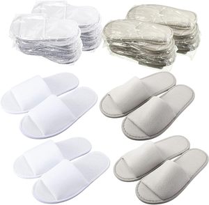 Fournitures hôtelières en gros, pantoufles de luxe personnalisées avec logo, pantoufles jetables en tissu éponge à bout ouvert pour hôtel - Product Image 5