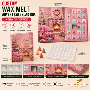 Caja de <span class=keywords><strong>Calendario</strong></span> de <span class=keywords><strong>Adviento</strong></span> Personalizada para Ceras Aromáticas de Navidad, Bandeja de PET de 24 Cavidades, Caja de Regalo de Navidad con Cavidades en Forma de Árbol - Product Image 4