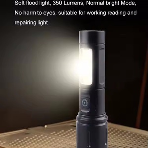 Lampe torche LED blanche à zoom laser, rechargeable par USB, lumière blanche et rouge, 6 modes, en aluminium, pour la recherche en extérieur, le camping et la randonnée - Product Image 5