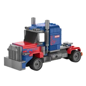 Classic Semi-Trailer Heavy Truck Pull Back Car Building Blocks Engineer Construction Vehicle Bricks Toys for Boys Gift