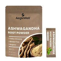 Aeglwell Poudre de racine d'Ashwagandha de tierce marque, Suppléments ayurvédiques adaptogènes à base de plantes, Soutien énergétique
