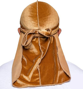 Durag en velours supérieur - Durags en velours doux pour hommes et femmes, longues sangles doubles larges, doublure en velours soyeux, <span class=keywords><strong>triple</strong></span> couture - Product Image 3