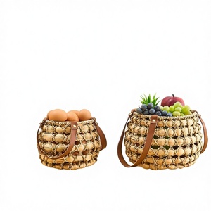 Panier à œufs en jacinthe d'eau tressé à la main avec poignée, panier de Pâques du Vietnam, prix avantageux - Product Image 1