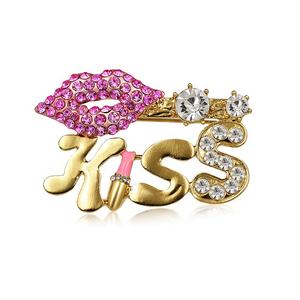 卸売ブローチバレンタインファッション赤セクシーリップキス口紅セーターショールスカーフカラフルラインストーンクリスタルブローチピン - Product Image 4