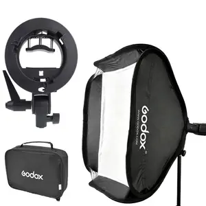 Godox 60x60 cm Softbox kiti flaş difüzör + s-video tipi braketi Bowens tutucu flaş Speedlite 60*60 cm yumuşak kutu