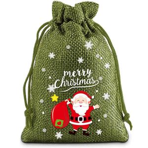 Bolsa de Arpillera Grande de 20x30cm con Logotipo Navideño, Bolsa de Lino Personalizada para Regalos, Ideal para Empacar Dulces, Juguetes y Regalos de Navidad - Product Image 5
