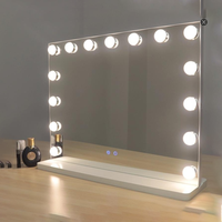 Nouveau Personnalisé Les Deux Côté Saloon Cosmétique 12v Led Miroir Table Maquillage avec Miroir avec Leds Lumières Capteur Pilates Studio 48*36