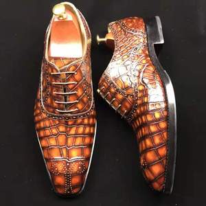 Goodyear passepoil multicolore chaussures de soirée hommes pur cuir crocodile robe personnalisée chaussures formelles pour hommes alligator chaussures d'affaires hommes - Product Image 3