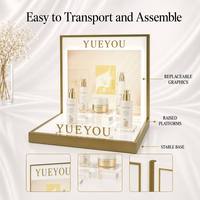 Support de présentation de produits de soin de la peau en acrylique rétroéclairé par LED avec cadre en métal doré, écologique, de luxe, à plusieurs niveaux, piédestal transparent personnalisé
