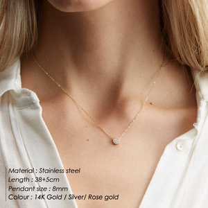 Collana con Ciondolo a Disco Personalizzato in Acciaio Inox con Iniziali e Zirconi per <span class=keywords><strong>Donna</strong></span> LAMOON, Catena a Maglie per Anniversario - Product Image 6
