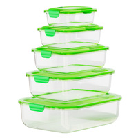 Lot de 5 boîtes alimentaires en PP de haute qualité, hermétiques, empilables, compatibles micro-ondes, avec couvercles, pour rangement de cuisine - Vente chaude