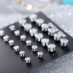 Juego de Aretes y Anillos Redondos de Aleación de Zinc con Circonita para Mujer, Engaste de Garra, Joyería para Fiesta, 12 Piezas, Hecho en China - Product Image 2