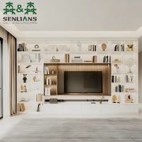 Meuble TV mural multifonctionnel en MDF pour chambre à coucher, avec rangement et décoration murale