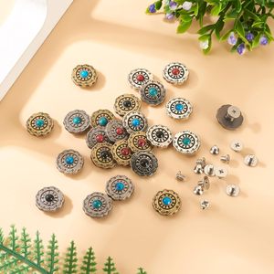 Sets <b>Leather</b> Decorative Conchos Turquoise Decorative Buttons Metal Rapid <b>Rivet</b> Vintage Western <b>Leather</b> Replacement Buckles For D - Product Image 3