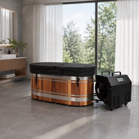 Baignoire de récupération portable en bois de cèdre rouge en forme de U pour 1 personne, pour usage hôtelier moderne, bain froid extérieur, bain de glace en baril