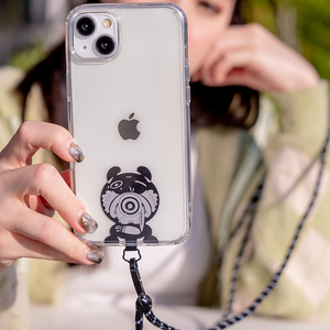 Coque de téléphone transparente avec cordon de suspension motif panda, compatible avec tous les modèles d'iPhone - Product Image 1