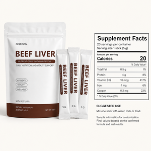 Proveedor de Fábrica: Polvo de Hígado de Res con 4g de Proteína, Vitamina <span class=keywords><strong>B12</strong></span>, Hierro y Cobre en 20 Sobres Individuales - Product Image 2