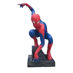 Figura de ação do filme super-herói, escultura do homem aranha para venda, estátua de fibra de vidro personalizada, tamanho de vida