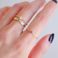 Bague fine empilable pour femme en or 14 carats et tungstène japonais, ornée de tourmaline rose naturelle, style luxe léger, collection Summer Eye Friends