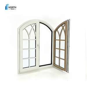 Vente en gros Fenêtre en bois plaquée aluminium Design Fenêtre française Fenêtre cintrée en bois - Product Image 5