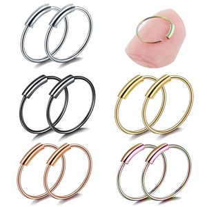 Anillos de Nariz de Acero Inoxidable de 8mm, Joyería Geométrica Circular para Piercings de Nariz, Joyería Corporal de Moda - Product Image 3