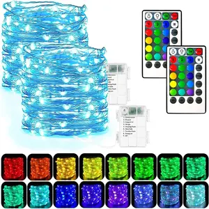 Su geçirmez 28 keys uzaktan kumanda ile peri ışıkları pil işletilen tam renkli garland 5m bakır tel LED dizi ışık