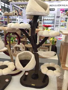 Árbol de madera de lujo para gatos Torre floral para rascador de gatos grandes