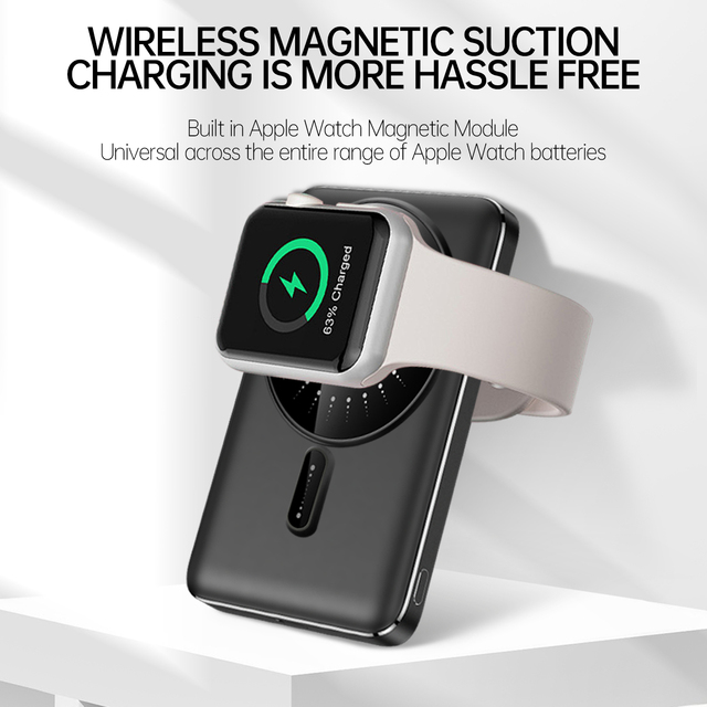 10000mAh High-capacity Portable Power Bank 3 in 1 Magnetic Wireless Power Bank Ultra Slim  Magnetic Power Bank