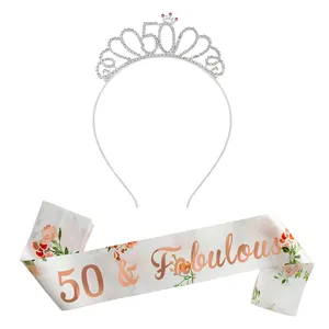 Nicro пользовательский блестящий цветок для вечеринки в честь Дня Рождения Королевская корона для взрослых для маленьких девочек тиара со стразами корона с поясом Набор праздничных предметов
