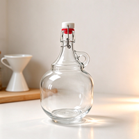 Bouteille de vin en verre à bouchon basculant avec poignée, transparente, de qualité alimentaire, pour la cuisine, la maison et la vinification (vente en gros)