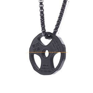 Collier Pendentif Haltère Fitness en Acier Inoxydable pour Homme, Design Géométrique, Bijou Sportif - Product Image 5