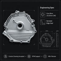 Pièces de moteur de générateur onduleur 5KVA en aluminium ADC12, couvercle de carter H340G moulé sous pression de précision, usiné CNC, fabricant OEM
