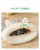 Lit-cave pour animaux de compagnie en forme de rectangle, détachable, lavable, doux, nid douillet pour chats et petits chiens, maison confortable pour l'intérieur