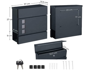Boîte aux lettres <span class=keywords><strong>murale</strong></span> moderne, durable, résistante aux intempéries, en métal avec revêtement en poudre, pour appartement - Product Image 2