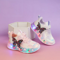 Chaussons pour enfants antidérapants, résistants à l'usure, avec amorti et éclairage, vente en gros à bas prix, par paire, nouvelles chaussures de sport décontractées pour princesses