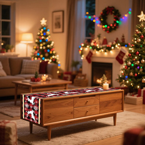 Chemin de <span class=keywords><strong>table</strong></span> de Noël personnalisé, <span class=keywords><strong>nappe</strong></span> de fête de Noël, décoration de Noël, tissu en toile pour <span class=keywords><strong>table</strong></span> à manger à domicile, 33x183cm - Product Image 5
