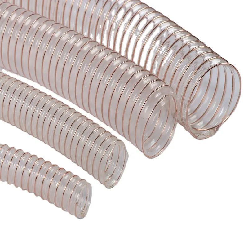 FOB Price Flexible PU Wire Hose / Plastic Pipes For Dust Collector For Plastic Vacuum Tube