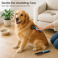 Peigne démêlant manuel en acier inoxydable pour le toilettage des chats et des chiens, avec des dents sûres pour démêler et éliminer les nœuds/cheveux emmêlés