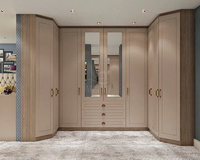 PRIMA Armoire de style ouvert en bois massif de 3.6 mètres Porte-vêtements mural de forme L-U avec cadre en acier personnalisable