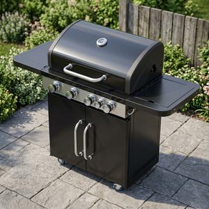 Classic Wholesale 4 Burners <b>Gas</b> Barbecue <b>Grill</b> with Automatic Ignition Trolley & Adjustable Height for Outdoor Camping - Product Image 2