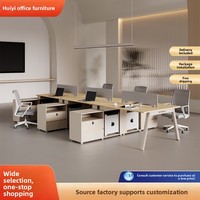 Ensemble bureau et chaise de personnel, style moderne et simple, en PVC, avec bibliothèque, table financière à écran 2/4/6 faces.