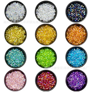 Perles en acrylique en forme de goutte d'eau, coupe poire, 8x12mm, pour la fabrication de bijoux, perles lâches plaquées couleur arc-en-ciel - Product Image 5