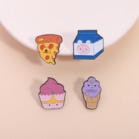 Dessin animé drôle Dessert Style broche crème glacée gâteau broche créatif lait Pizza métal Badge émail épinglette décoration
