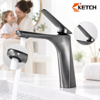 Robinet de lavabo monocommande noir mat, mitigeur eau chaude et froide en alliage de zinc pour salle de bain