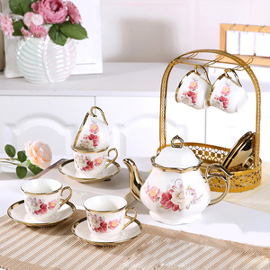 High Quality Luxury Afternoon Coffee <b>Tea</b> <b>Set</b> 13 Piece English Flower Teacup With Cup Holder - Product Image 1