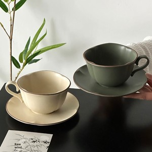 ชุดถ้วยกาแฟเซรามิกสไตล์ฝรั่งเศสย้อนยุคระดับไฮเอนด์ พร้อมจานรอง ทนความร้อนสูง ดีไซน์สีพื้น - Product Image 2