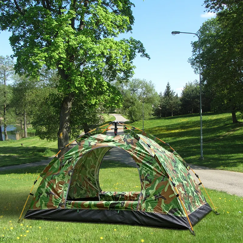 1. Mosquito prova dobrável 2. Camping individual chuva prova quente ao ar livre única pessoa totalmente automática tenda de camuflagem
